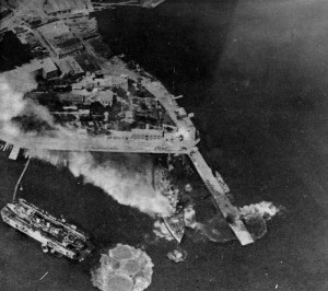 Luftwaffe Ju 87 Stukas bombing Greek battleship Kilkis at Salamis, Greece, 23 April 1941 (US Naval History & Heritage Command NH 54431)