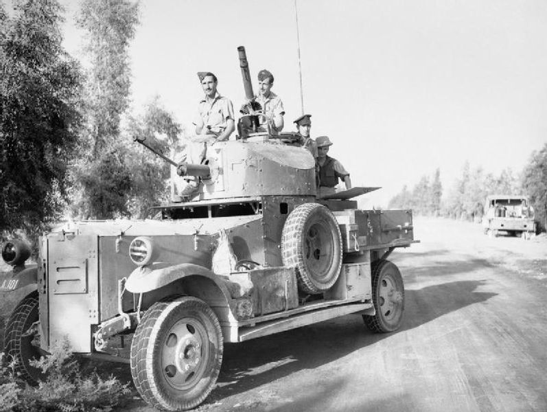 No.2 Armoured Car Company RAF waits outside Baghdad, Iraq, for negotiations to conclude, 30 May 1941 (Imperial War Museum: CM 923)