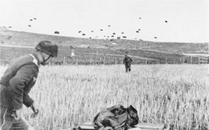 German paratroopers landing in Crete, Greece, 20 May 1941 (German Federal Archive: Bild 141-0864)