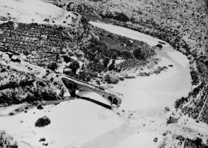 Broken bridge at the mouth of the Damour River, Syria, 1941 (British government photo, public domain)