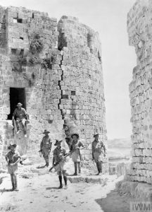 Australian troops among the ruins of the old Crusader castle at Sidon, Lebanon, July 1941 (Imperial War Museum: AUS 533)