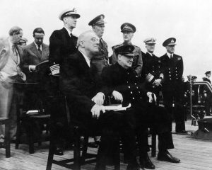 Roosevelt and Churchill at the Atlantic Charter Conference, Placentia Bay, Newfoundland, Aug 1941 (US Naval History and Heritage Command: 80-G-26850)