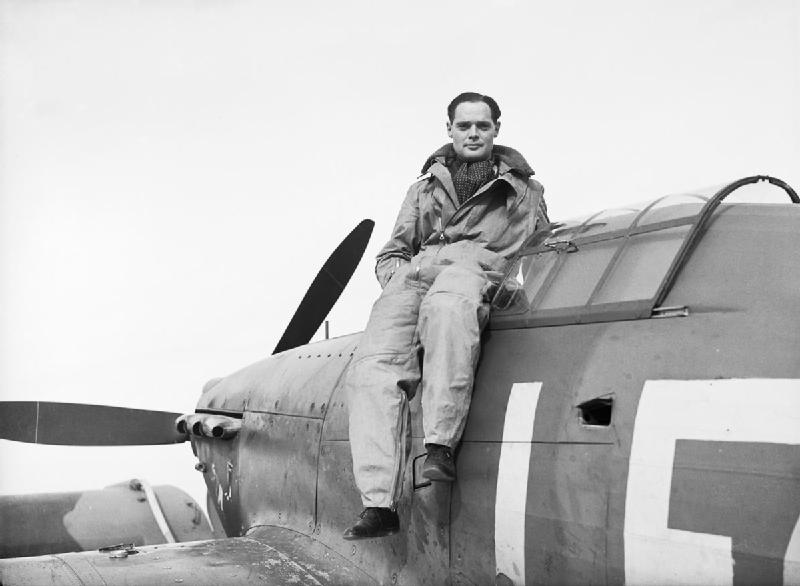 Squadron Leader Douglas Bader, CO of No. 242 Squadron, seated on his Hawker Hurricane at Duxford, September 1940 (Imperial War Museum: CH 1406)