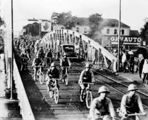 Japanese troops enter Saigon by bicycle, 24 July 1941 (Japanese army photo)