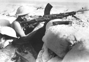 Australian troops in a foxhole with Bren gun near Tobruk, Libya, Aug 1941 (Australian War Memorial: 009510)