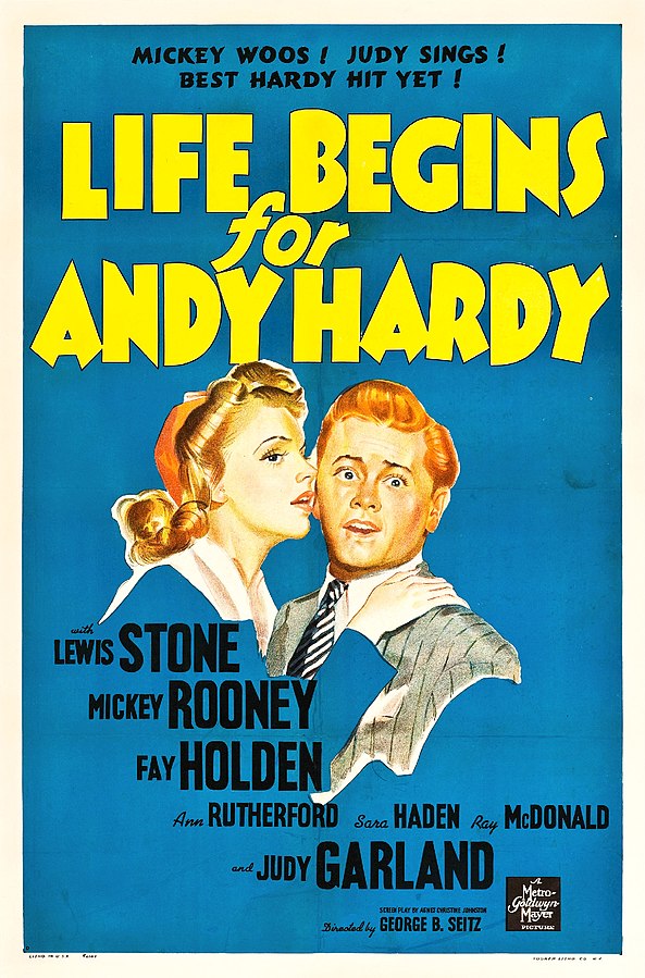 MGM movie poster for Life Begins for Andy Hardy, 1941 (public domain via Wikipedia)