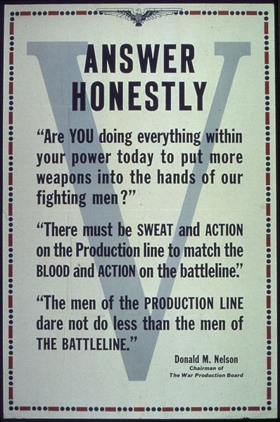 World War II poster with quote from Donald M. Nelson (US National Archives:44-PA-413)