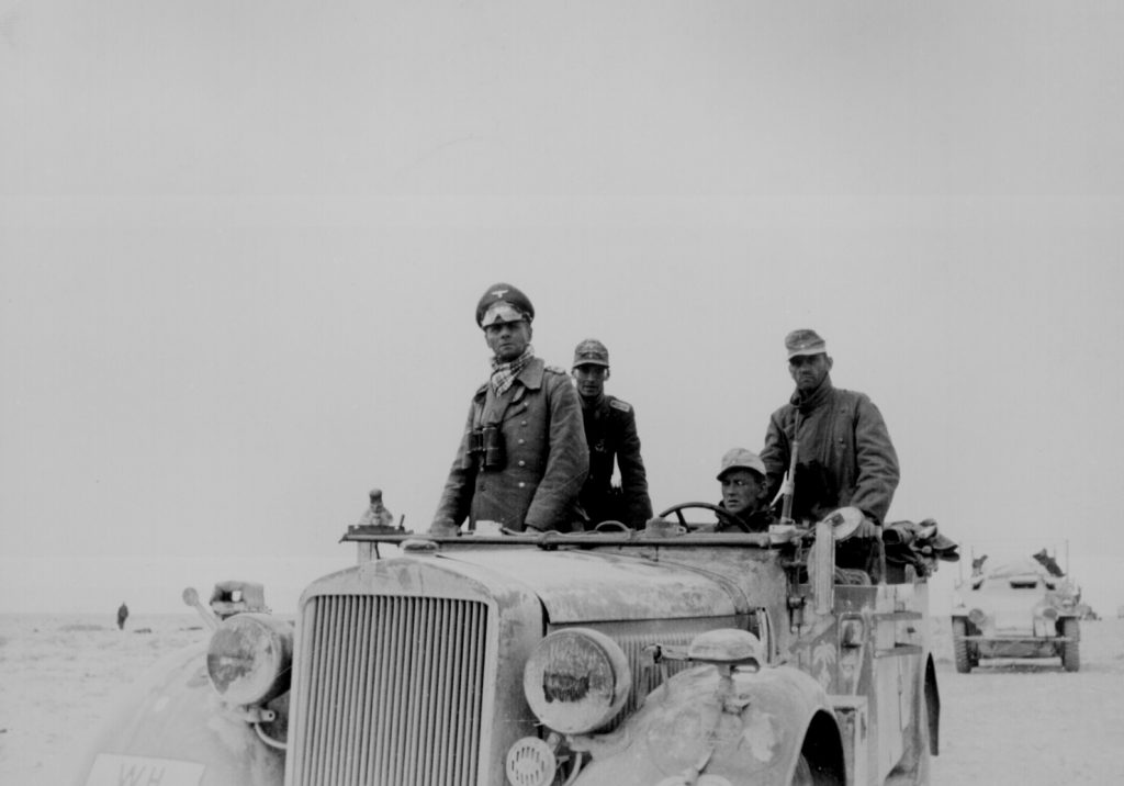 Erwin Rommel with the German 15th Panzer Division in Libya, 24 Nov 1941 (US National Archives: 242-EAPC-6-M713a)