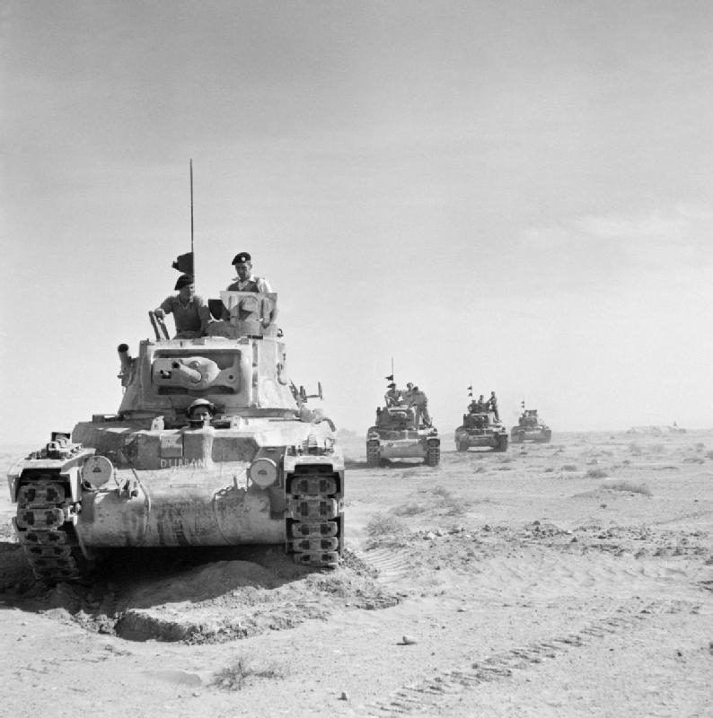 British Matilda tanks on the move outside the perimeter of Tobruk, 18 November 1941 (Imperial War Museum: E 6600)