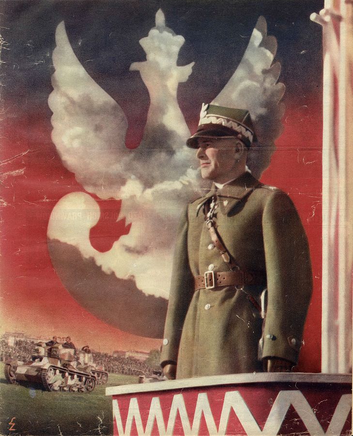 Poster featuring Polish Marshall Edward Rydz-Śmigły, 1936 (public domain via Wikipedia)