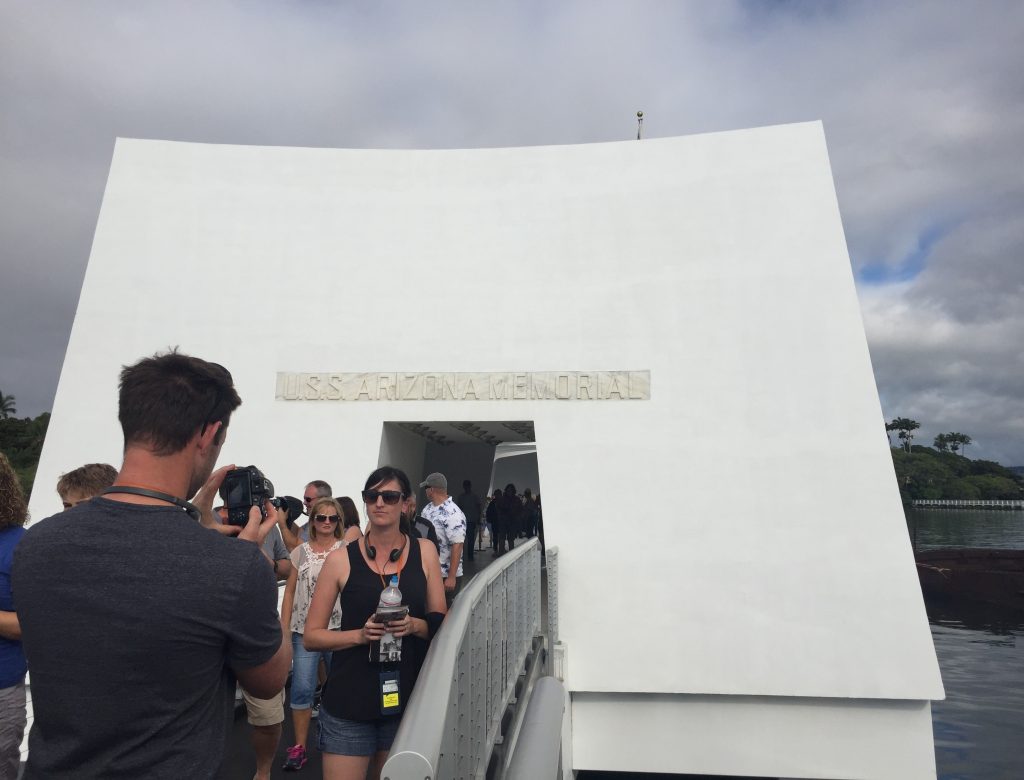 Entrance to the USS Arizona Memorial, Pearl Harbor, Hawaii (Photo: Sarah Sundin, 7 Nov 2016)