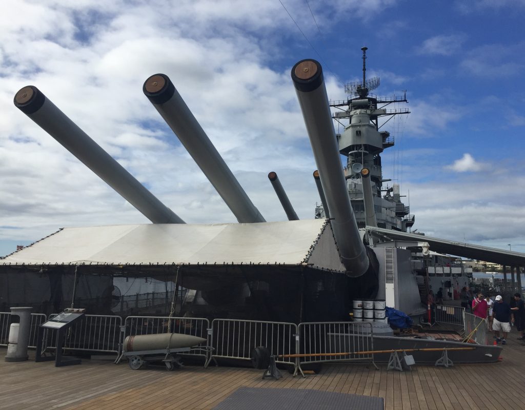 Forward main battery of the battleship USS Missouri, Pearl Harbor, Hawaii (Photo: Sarah Sundin, 7 Nov 2016)