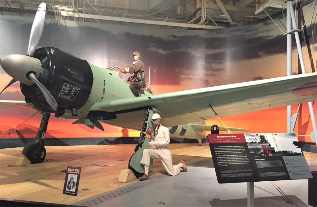 Japanese A6M Zero fighter like those used in the attack on Pearl Harbor. At the Pacific Aviation Museum, Pearl Harbor. (Photo: Sarah Sundin, 7 Nov 2016)