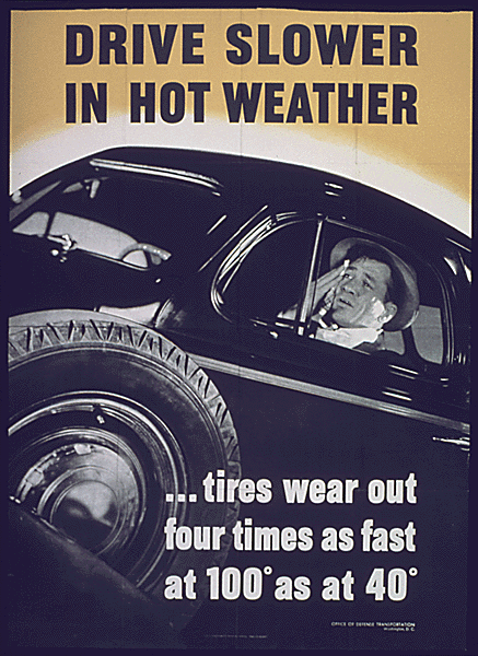 US poster about conserving tires, WWII