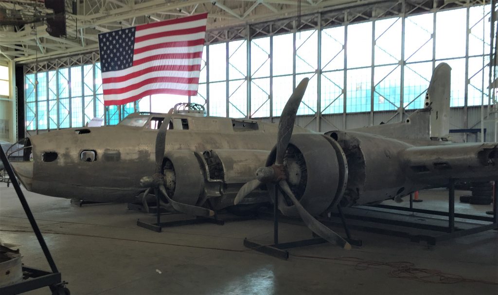 US B-17 Flying Fortress "Swamp Ghost" undergoing restoration at the Pearl Harbor Aviation Museum (Photo: Sarah Sundin, 7 Nov 2016)