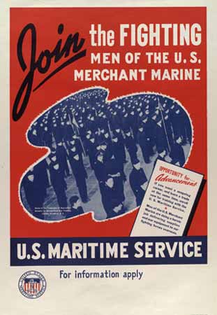 US Merchant Marines poster, 1943 (US National Archives via American Merchant Marine at War)