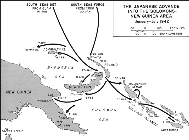 Japanese advance in the Solomons-New Guinea area, January-June 1942 (US Army Center for Military History)