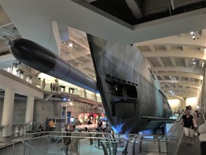 Bow of U-505 from underneath, Chicago Museum of Science and Industry (Photo: Sarah Sundin, September 2016)