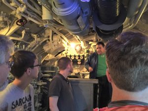 Electric motor room in U-505 (see how cramped it is!), Chicago Museum of Science and Industry (Photo: Sarah Sundin, September 2016).