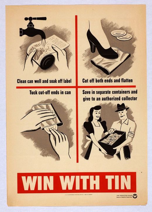 US poster with instructions for tin can collection, 1943