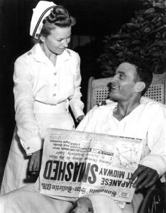 US Navy pilot Ensign George Gay, survivor of Battle of Midway, Pearl Harbor Naval Hospital, 7 Jun 1942 (US National Archives: 80-G-17678)