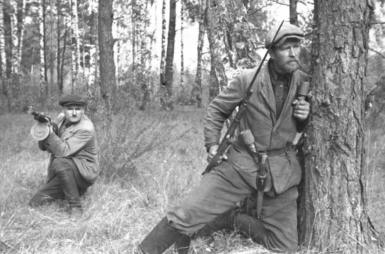 Soviet partisans in Belarus, 1943 (public domain via Russian State Archive)