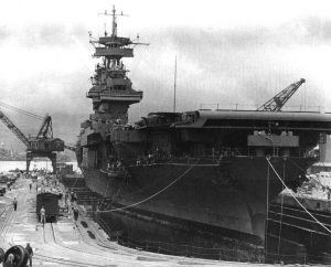 Aircraft carrier USS Yorktown in Dry Dock #1, Pearl Harbor Navy Yard, 29 May 1942 (US National Archives: 80-G-13065)