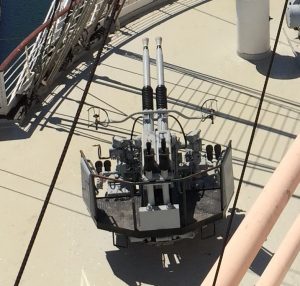 Bofors twin-mount 40-mm heavy machine gun aboard the Queen Mary, which was used as a troop transport during WWII, Long Beach, CA, June 2017 (Photo: Sarah Sundin)