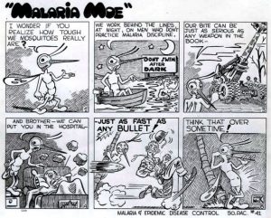 “Malaria Moe” malaria prevention cartoon published by the US Army in the South Pacific, WWII (National Museum of Health and Medicine)