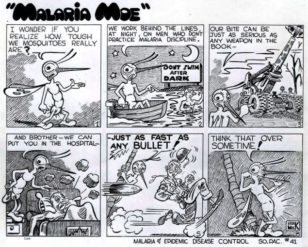 “Malaria Moe” malaria prevention cartoon published by the US Army in the South Pacific, WWII (National Museum of Health and Medicine)