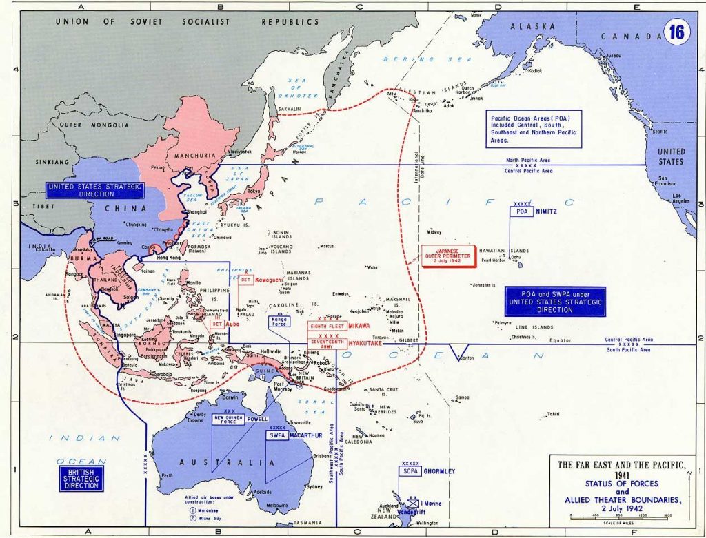Map showing Allied and Japanese positions as of 2 July 1942 (US Military Academy)