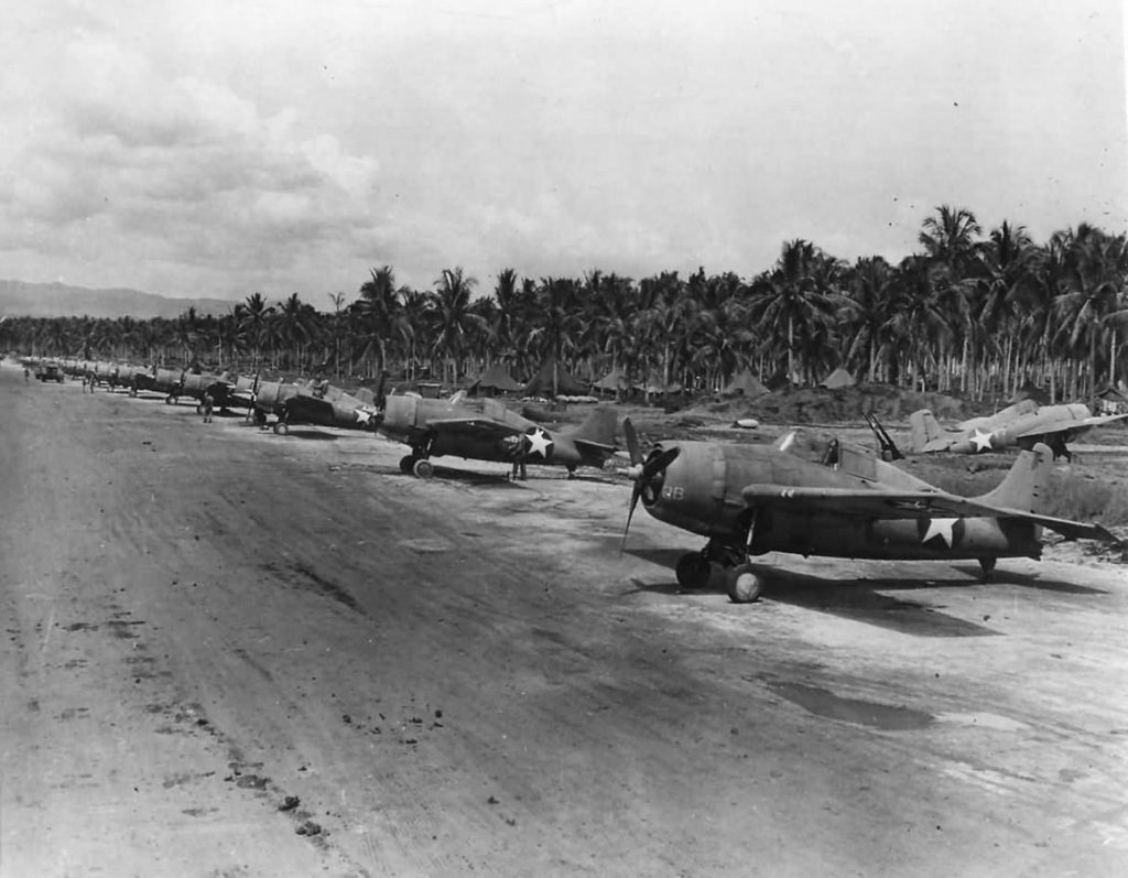US Marine Corps (and maybe Navy) Grumman F4F-4 Wildcats at Henderson Field, Guadalcanal, 14 April 1943 (US Navy photo 80-G-41099) 