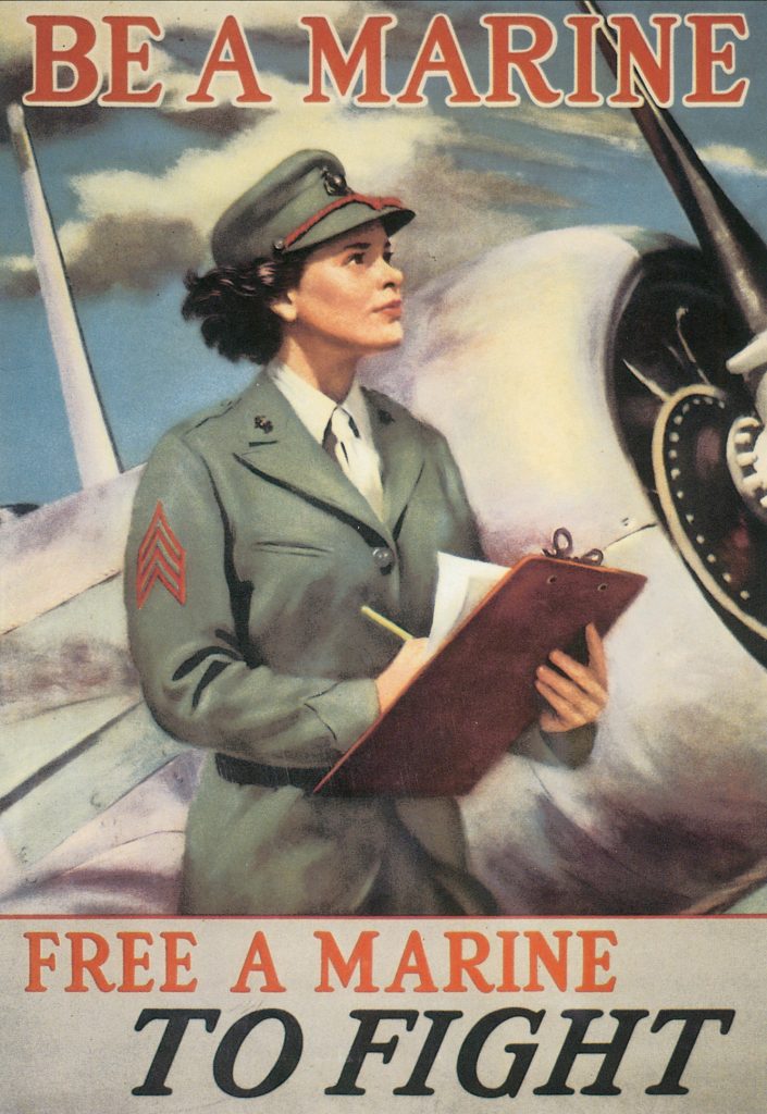 Recruitment poster for US Marine Corps Women’s Reserve, WWII