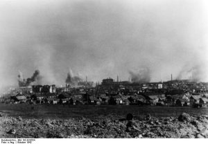 Smoke rising from Stalingrad, Russia, October 1942 (German Federal Archive: Bild 183-B29554)