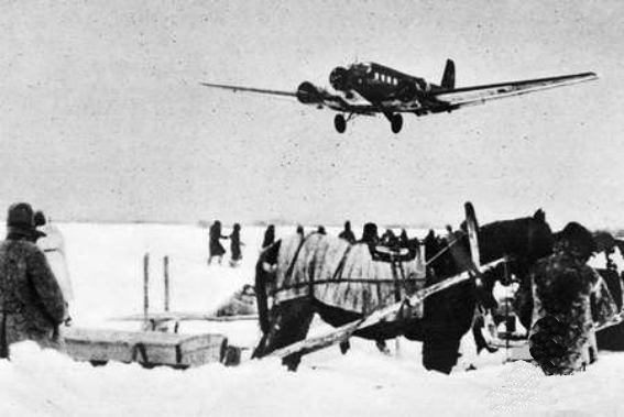 Luftwaffe Ju 52 cargo plane approaching Stalingrad during the air lift, late 1942 (Australian War Memorial)