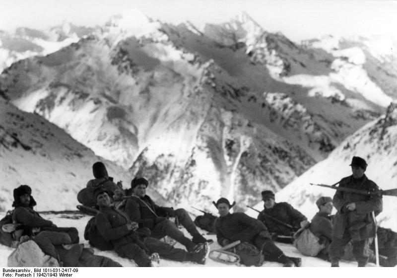 German mountain troops in the Caucasus region of southern Russia, winter of 1942-43 (German Federal Archive: Bild 101I-031-2417-09)