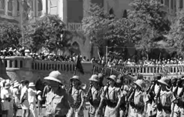 British troops parading in Djibouti, French Somaliland, Dec 1942 (public domain via WW2 Database)