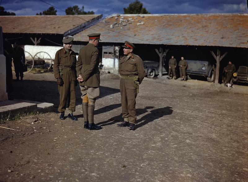 Lt.-Gen. Kenneth Anderson (right) at 78th Infantry Division headquarters in Tunisia, with Brig. C.B. McNabb and Maj.-Gen. V. Evelegh, January 1943 (Imperial War Museum: TR 636)