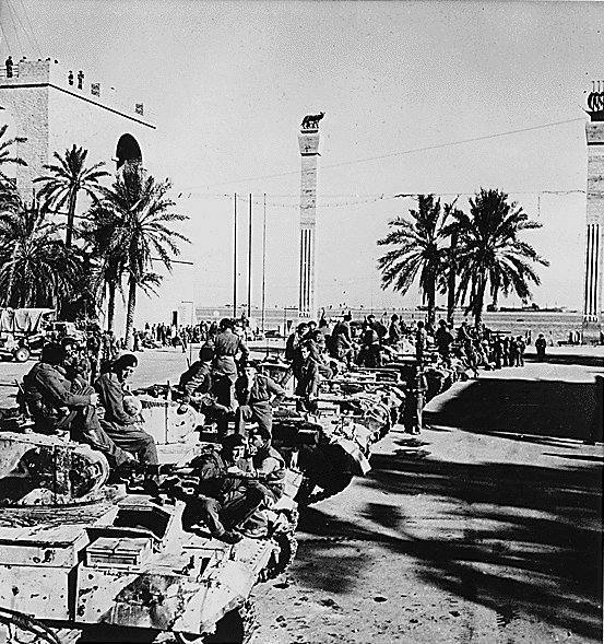 British Valentine infantry tanks in Tripoli, Libya, late Jan 1943 (US National Archives)