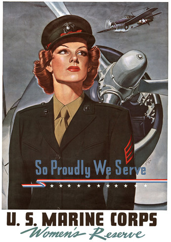 Recruitment poster for US Marine Corps Women’s Reserve, WWII