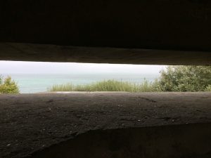 A view made famous in the movie "The Longest Day," inside Longues-sur-Mer gun battery. Longues-sur-Mer, France, September 2017 (Photo: Sarah Sundin)