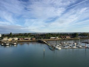 Portsmouth, England, viewed from the harbor, September 2017 (Photo: Sarah Sundin)