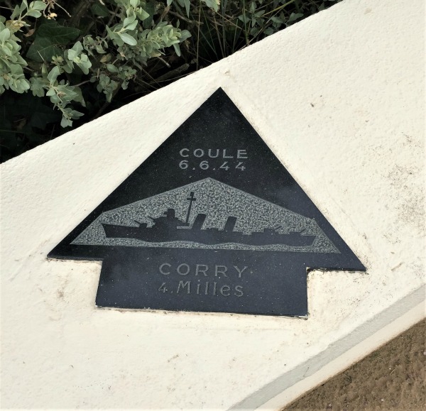 Plaque honoring the destroyer USS Corry, the only US warship lost on D-day, US Navy Monument, Utah Beach, Sainte Marie du Mont, France, September 2017 (Photo: Sarah Sundin)