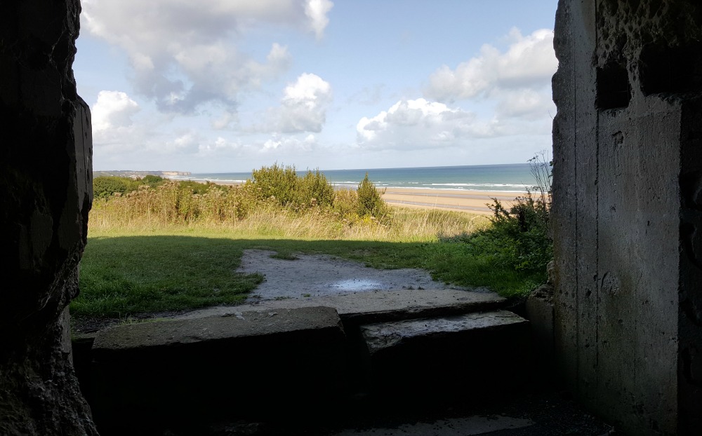 Inside a German gun defense (Widerstandsnest 62) overlooking Omaha Beach, near Colleville-sur-Mer, France, September 2017 (Photo: Sarah Sundin)