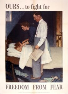 US poster featuring Norman Rockwell’s “Freedom from Fear,” 1943