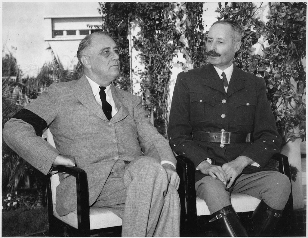 Franklin D. Roosevelt and Gen. Henri Giraud at the Casablanca Conference, 19 Jan 1943 (US National Archives: 196613)