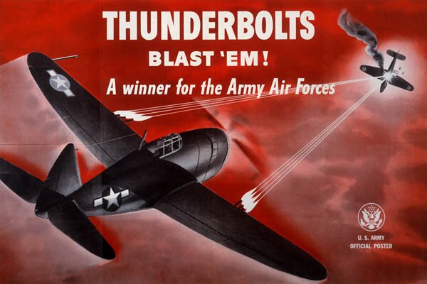 Poster for Republic P-47 Thunderbolt fighter planes, World War II