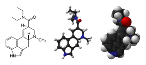 Molecular structure of lysergic acid diethylamide, LSD (public domain via Wikipedia)