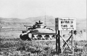 US 1st Infantry Division tank speeding to Mateur, Tunisia, 3 May 1943 (US Army Center of Military History)