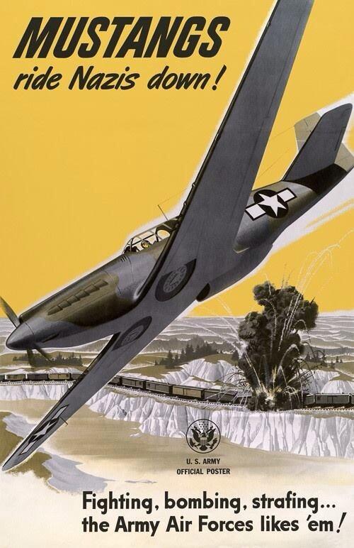 US poster featuring the North American P-51B Mustang, WWII